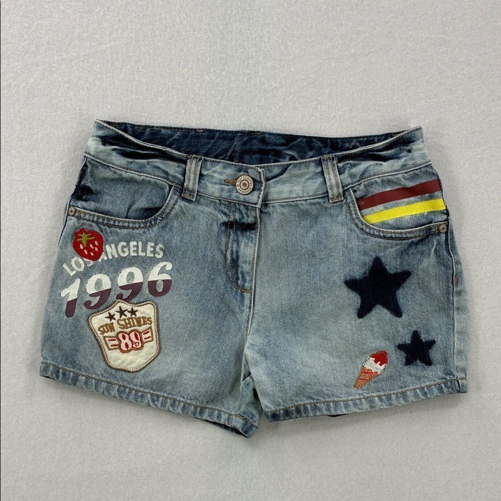 3For$20 I love Next Blue Jean Shorts with Fun Patches size 10